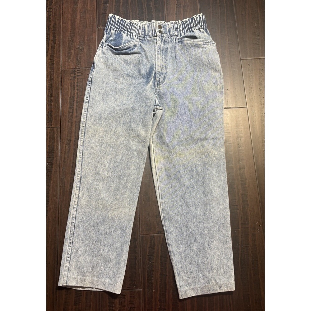 Vintage Anne Klein Mom Jeans Womens 10 Acid Wash Paper Bag Waist 80s READ